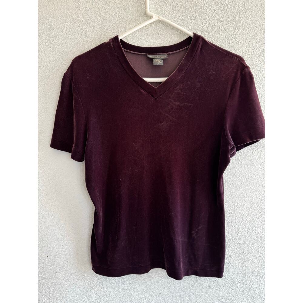 Vintage Banana Republic Purple Short Sleeve Velvet Top